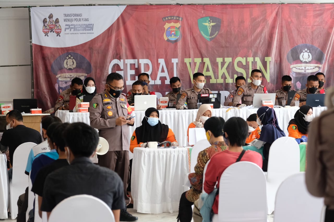 Percepat Program Vaksinasi, Polda Lampung Gelar Vaksinasi Merdeka di Graha Wangsa