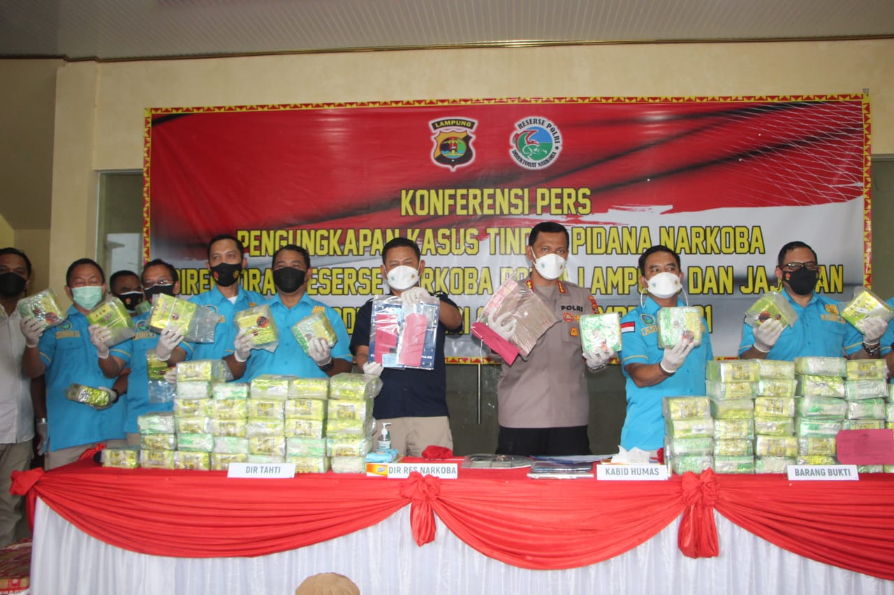 Polda Lampung Ungkap Perkara Narkotika Ratusan Kilogram