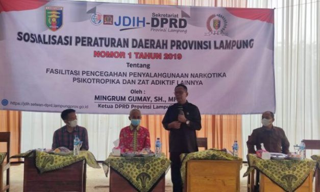 Mingrum Gumay SH., MH menggelar kegiatan Sosialisasi Peraturan Daerah (Sosperda)