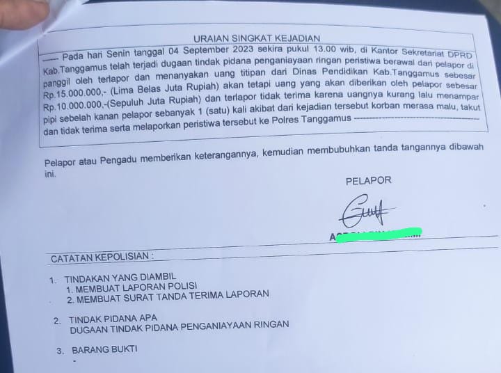 ANGGOTA DPRD TANGGAMUS (AZ) DIDUGA MELAKUKAN KEKERASAN